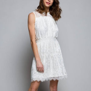 POL White Lace Midi Dress